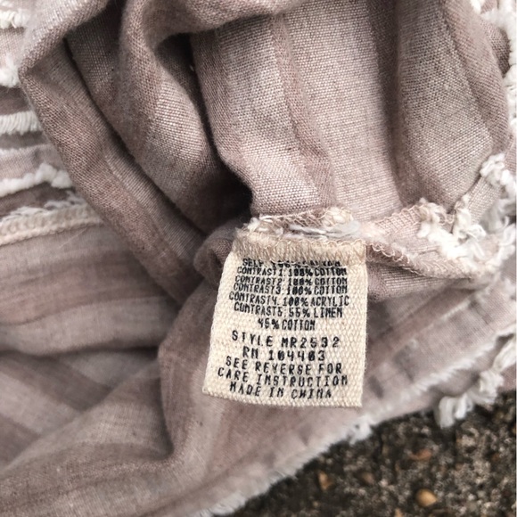 Moon River tan boho linen blend bell sleeve top/short set rainbow tassels sz S/L - Picture 7 of 10